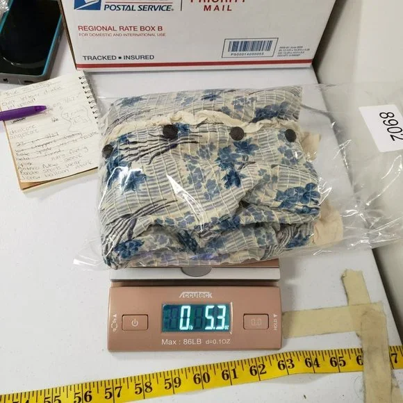 Free People Womens Boho Ruffle Tunic Top Size XS Blue Button Floral Short Sleeve - Picture 11 of 13